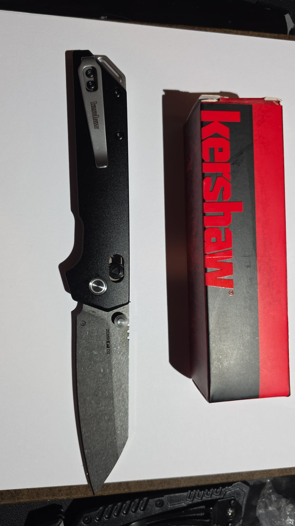 Kershaw Iridium Reverse Tanto DuraLock Knife Black Aluminum (3.5" SW D2) 2038R