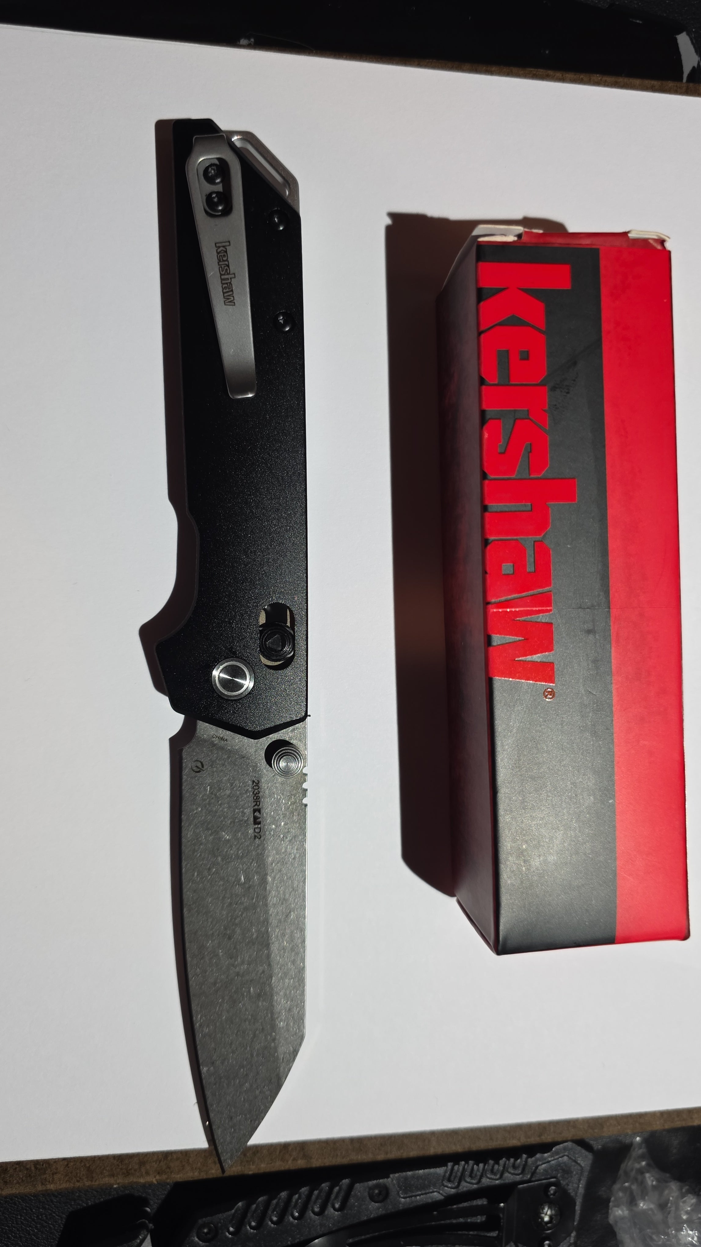 Kershaw Iridium Reverse Tanto DuraLock Knife Black Aluminum (3.5" SW D2) 2038R