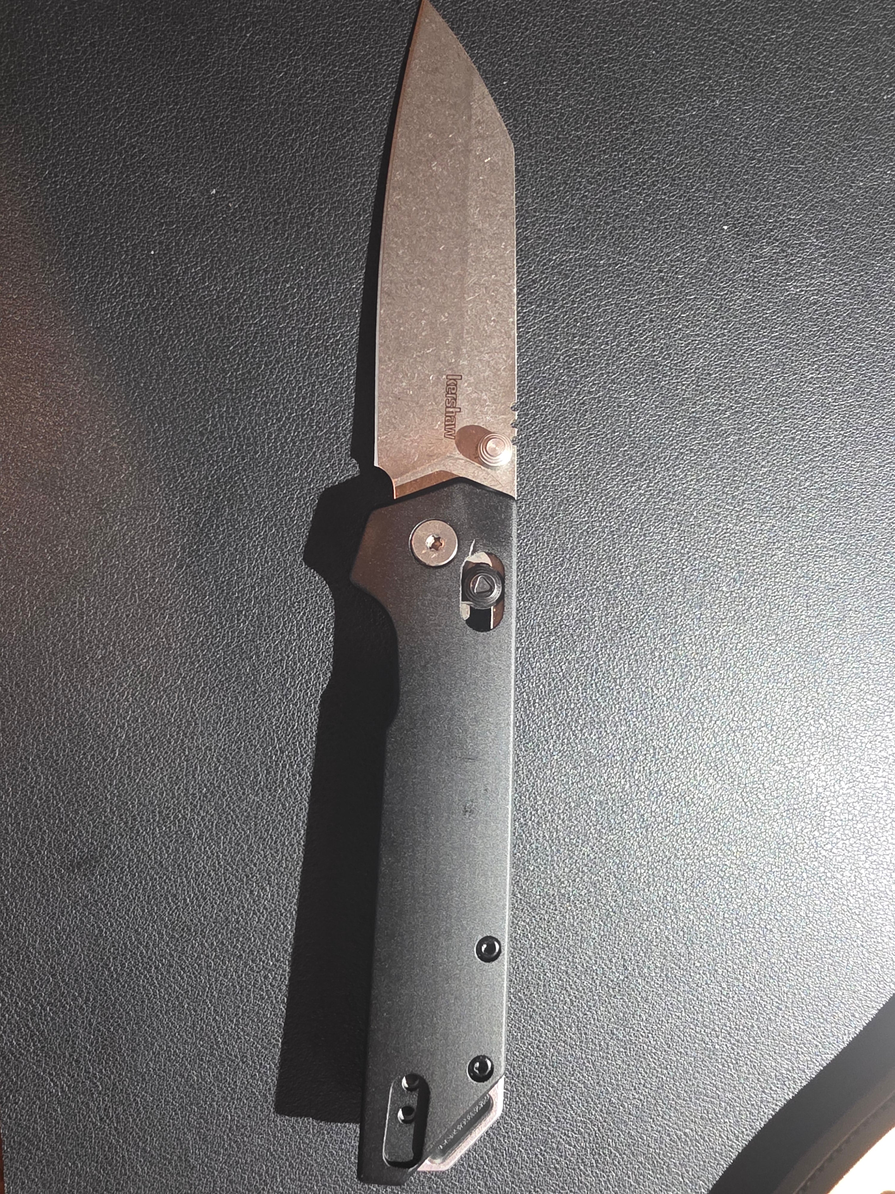 Kershaw Iridium Reverse Tanto DuraLock Knife Black Aluminum (3.5" SW D2) 2038R